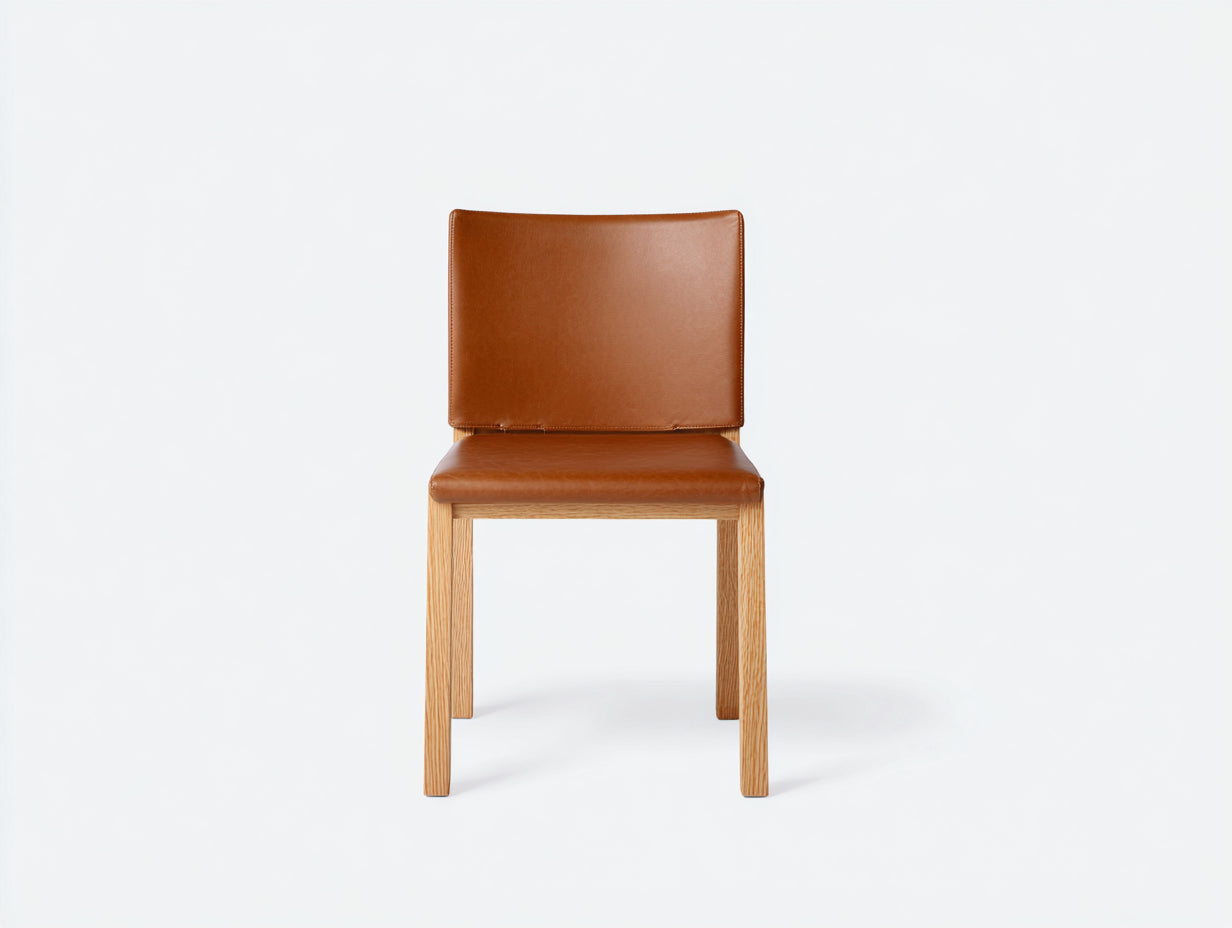 Sillas de comedor 48x55x86 cm - madera maciza y cuero sintético marrón - asiento tapizado - estilo moderno