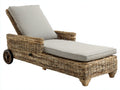 Tumbonas 175x72x85 cm - ratán marrón y beige con ruedas - estilo natural para exterior