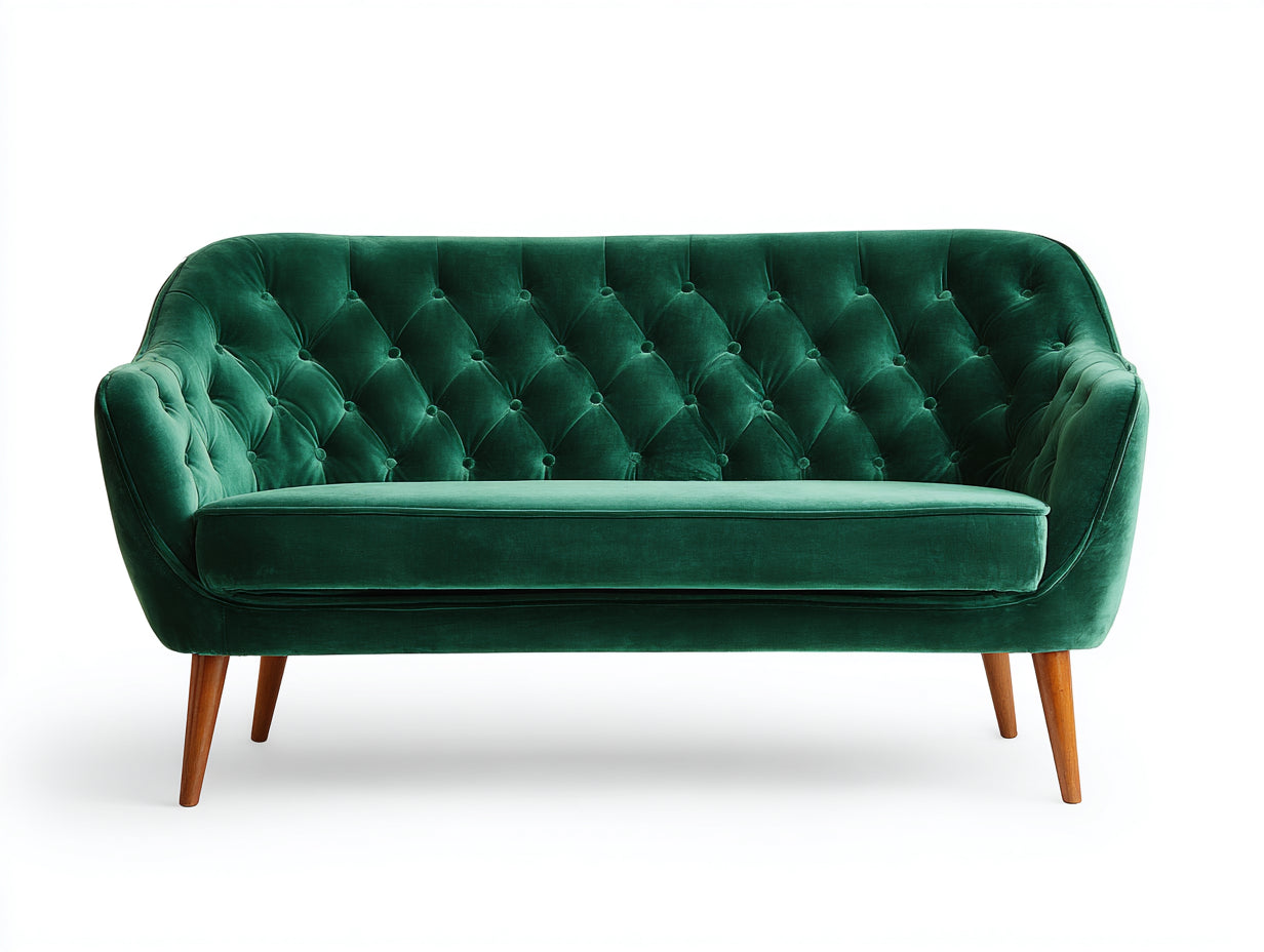 Sofás 2 plazas terciopelo verde 182x87x84 cm para salón - diseño moderno capitoné