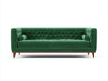 Sofás 2 plazas 180x82x78 cm - terciopelo verde y patas de madera - diseño capitoné - estilo moderno