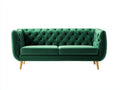 Sofás 2 plazas Sofá 2 plazas terciopelo 160x78x78 cm Verde con capitoné - Estilo chesterfield