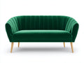 Sofás 2 plazas 170x78x80 cm - terciopelo verde y patas doradas - respaldo curvado - estilo moderno
