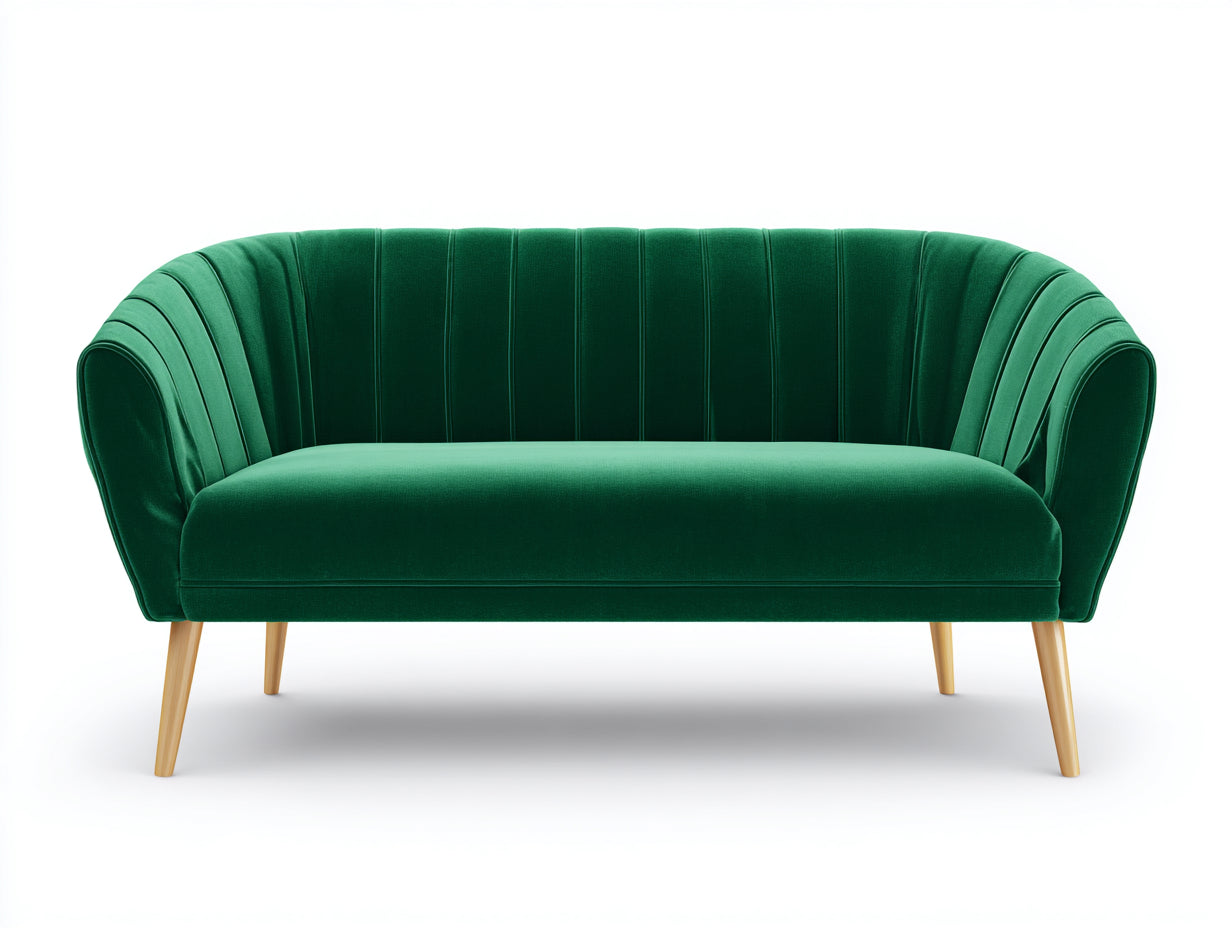 Sofás 2 plazas 170x78x80 cm - terciopelo verde y patas doradas - respaldo curvado - estilo moderno