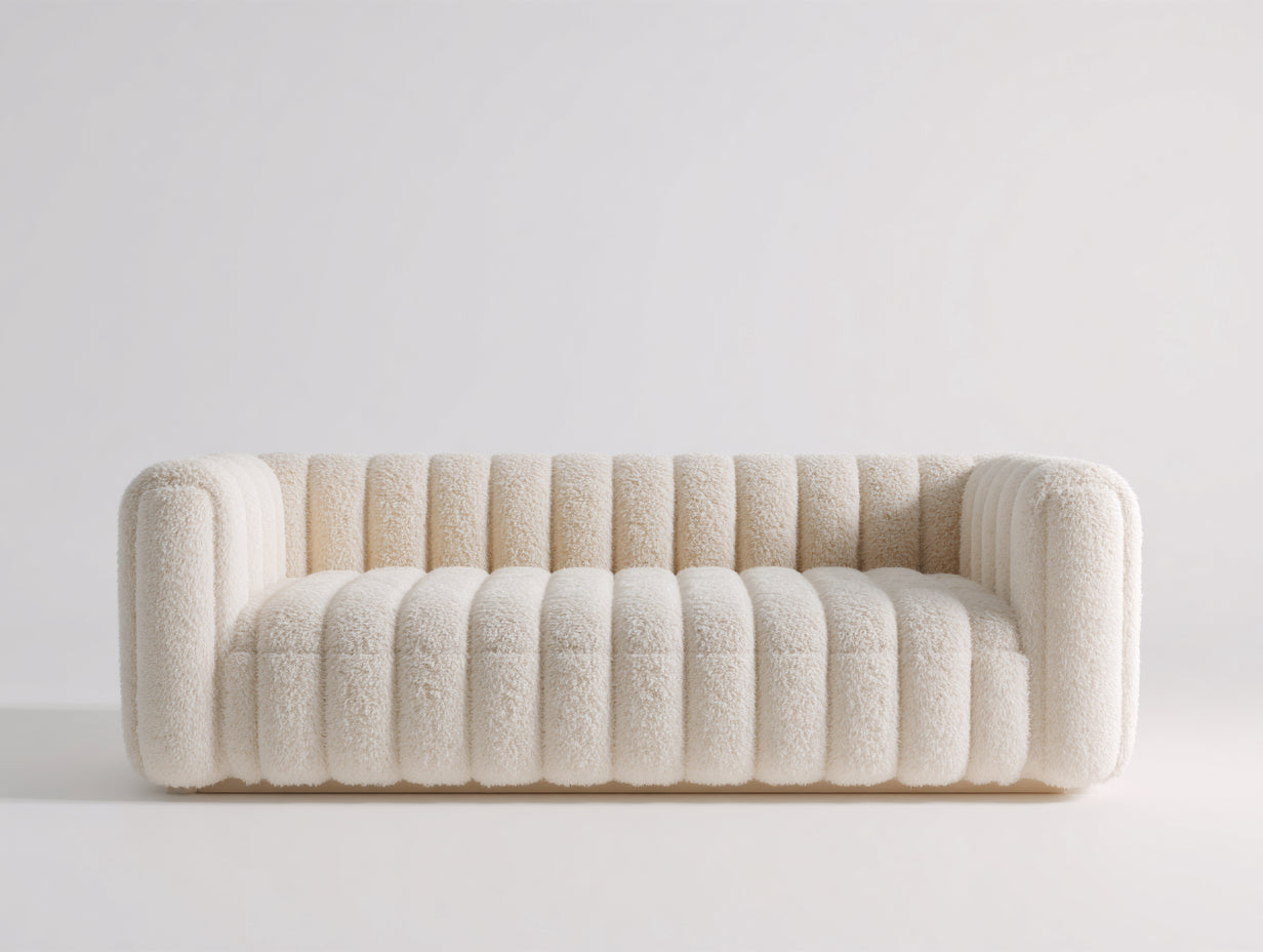 Sofás 2 plazas 150x78x72 cm - tejido borreguito beige - estilo moderno para salón