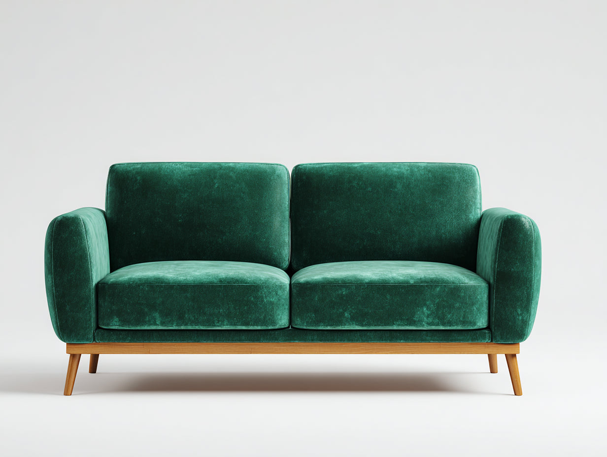 Sofá 2 plazas tapizado terciopelo 180x85x85 cm para salón - verde diseño moderno