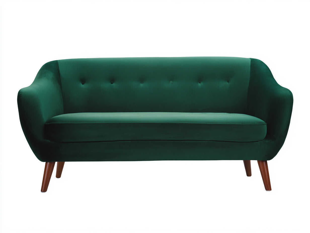 Sofás 2 plazas terciopelo verde 150x78x82 cm para salón - diseño moderno capitoné