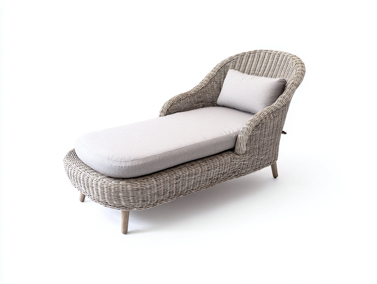 Tumbonas de ratán gris 180x72x92 cm para jardín - diseño curvo moderno