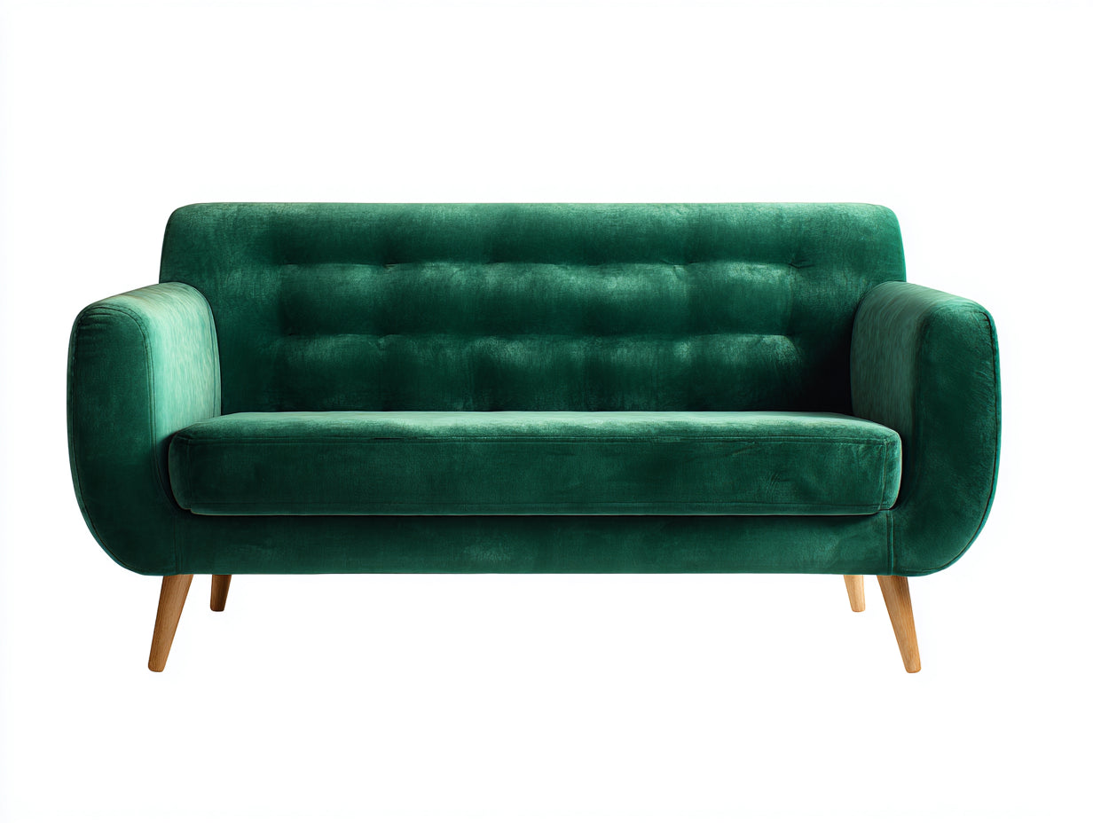 Sofás 2 plazas Sofá 2 plazas terciopelo 155x82x80 cm Verde esmeralda moderno - Con patas de madera