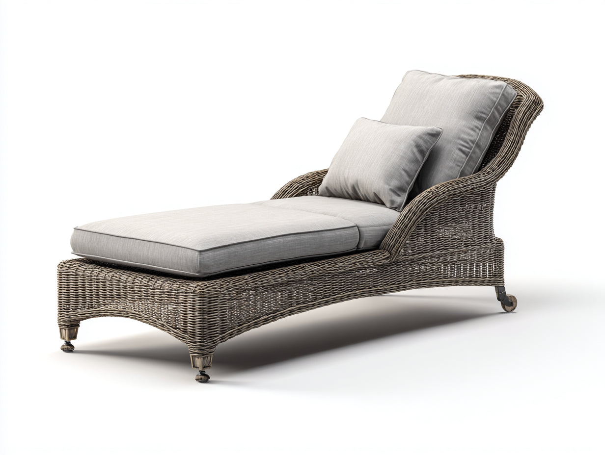 Tumbonas 185x70x88 cm - ratán sintético gris-marrón - respaldo reclinado - estilo moderno