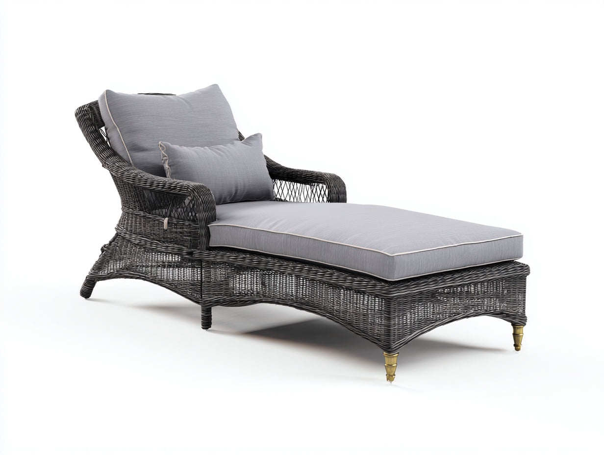 Tumbonas 165x70x82 cm - ratán negro y gris - estilo clásico para exterior