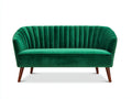 Sofás 2 plazas 135x72x78 cm - terciopelo verde y patas de madera - estilo moderno para salón