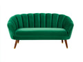 Sofás 2 plazas 140x74x80 cm - terciopelo verde y patas de madera - estilo moderno para salón