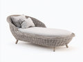 Tumbonas de ratán sintético 180x75x78 cm para jardín - beige gris diseño curvo