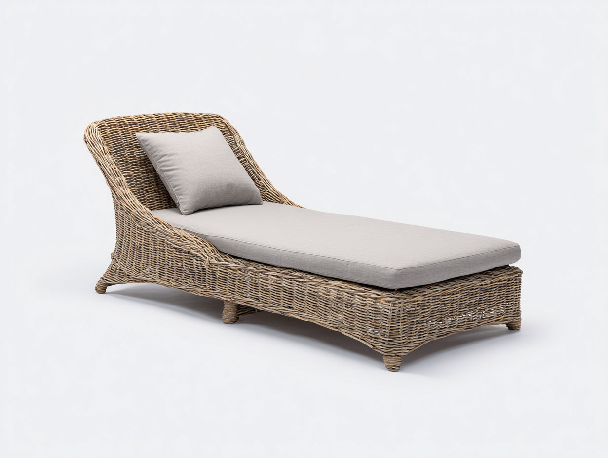 Tumbonas 170x70x78 cm - ratán marrón y beige - estilo natural para exterior