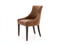 Sillas de comedor - Silla tapizada en cuero sintético marrón - 55x60x95 cm - Marrón - Estilo clásico
