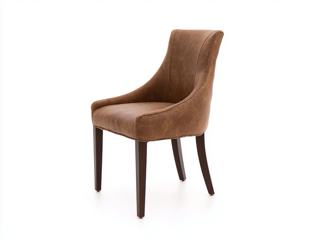 Sillas de comedor - Silla tapizada en cuero sintético marrón - 55x60x95 cm - Marrón - Estilo clásico