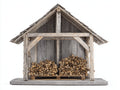 Leñero de exterior madera envejecida 170x65x165 cm para jardín - estilo rústico